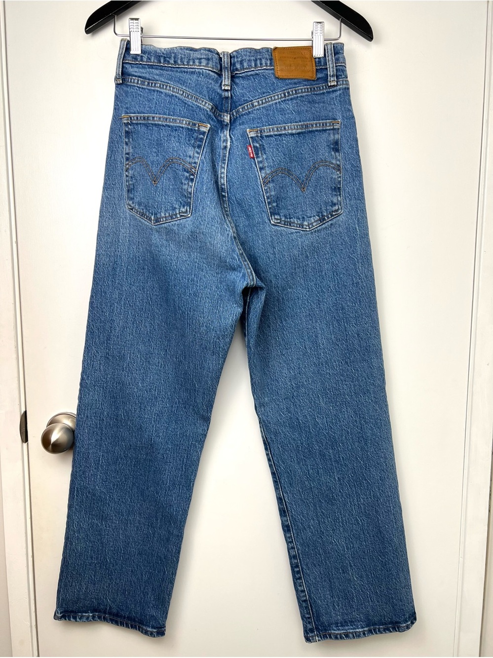 Levi’s Premium Big E Ribcage Straight Leg Ankle Jeans 30 Medium Blue High Waist